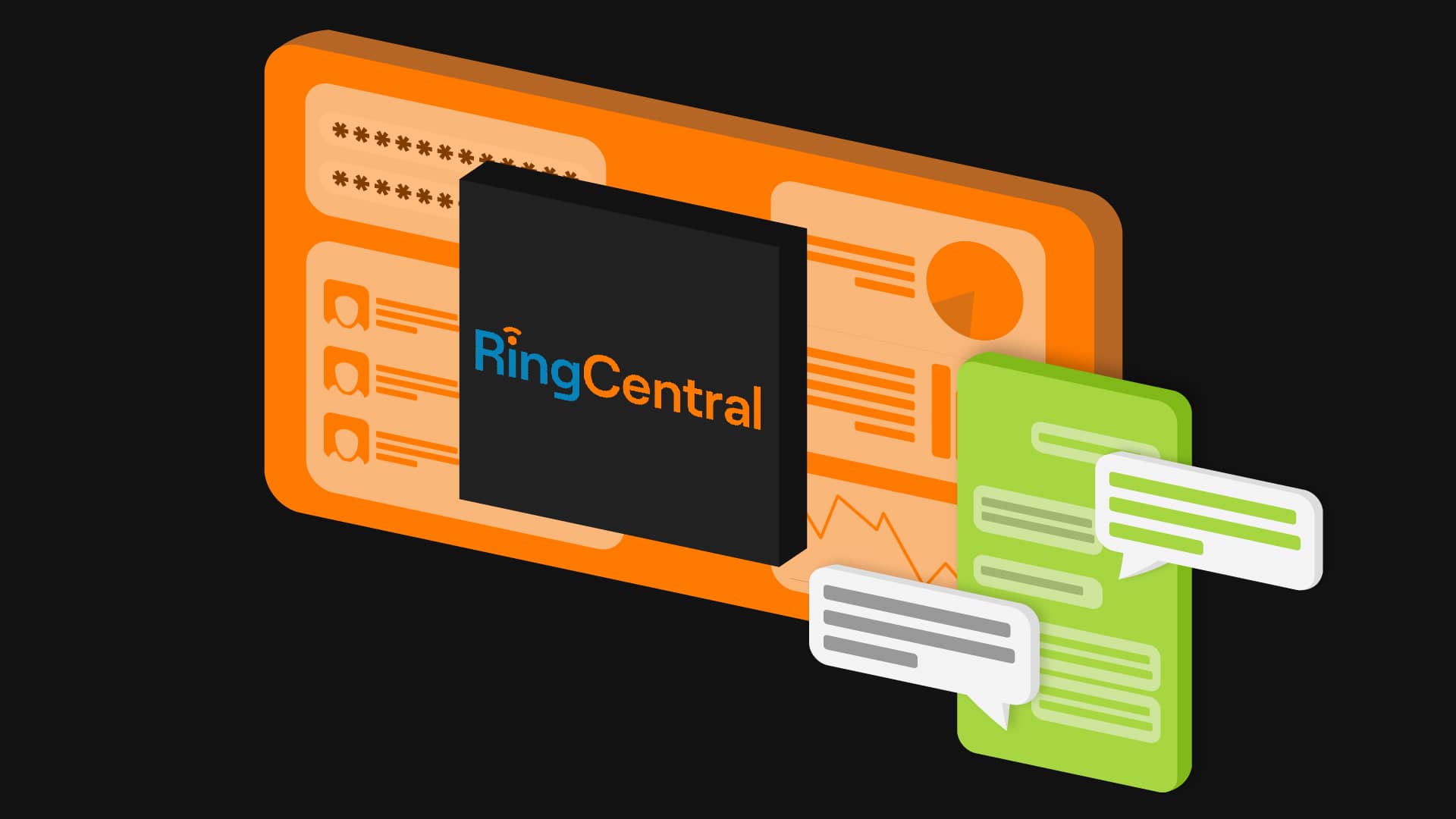 Ringcentral dashboard connected to phone with chatlog